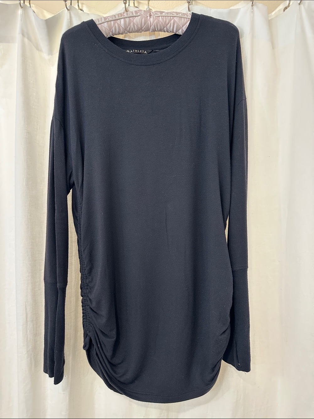Athleta Black Long Sleeve Side-Ruched Tunic